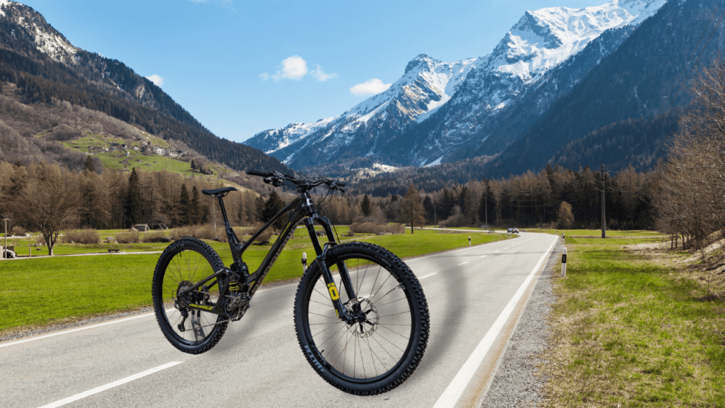Mountain Bike on hilly road